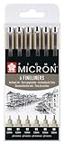 PIGMA MICRON Fineliner SET (6 Stifte, schwarz)