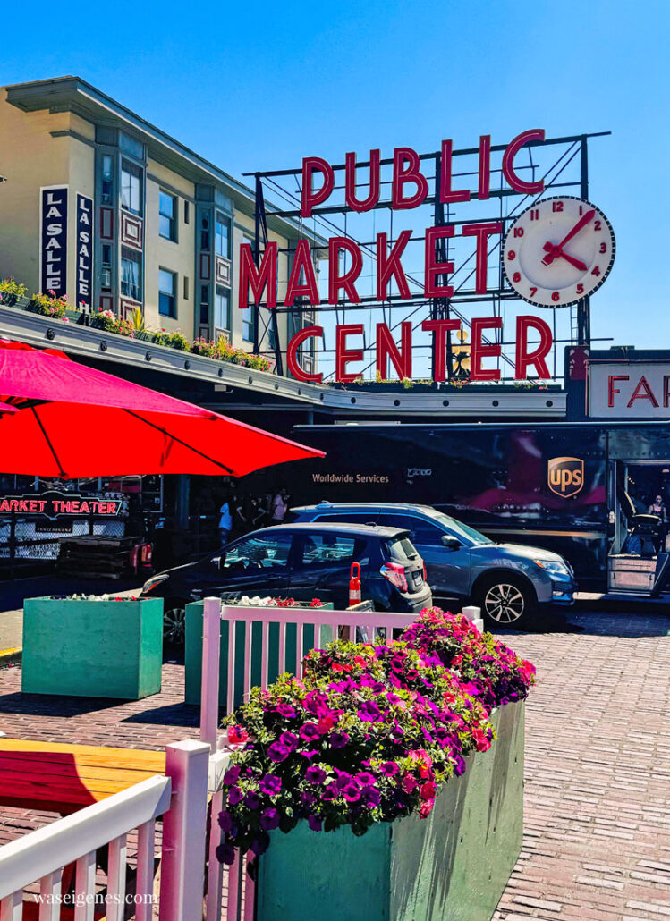 Seattle: Pike Place Market - Farmers Market - Historische Markthallen am Pike Place | Erster Starbucks Coffee, Tea and Spice | waseigenes.com