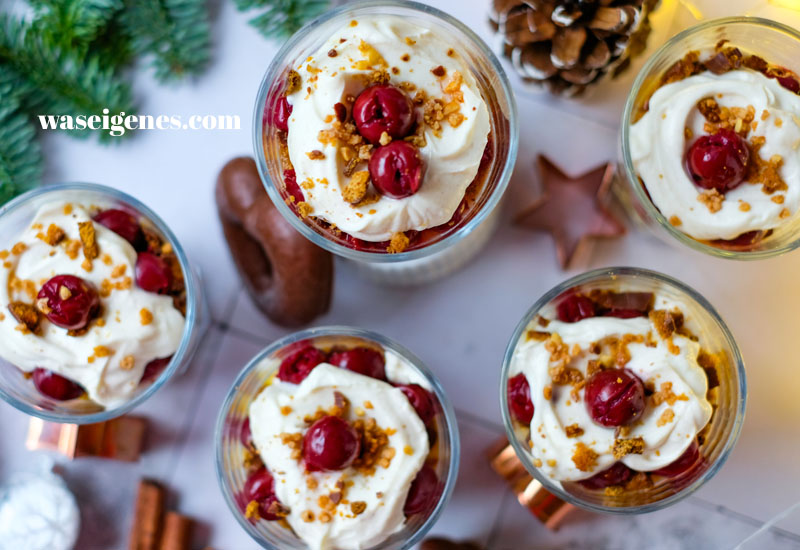 Rezept: Weihnachtliches Lebkuchen-Schichtdessert für die Festtage {mit Schattenmorellen und Mascarpone-Zimtcreme} | waseigenes.com